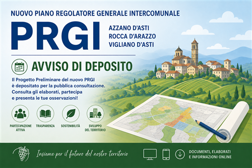Deposito progetto preliminare PRGI Azzano d'Asti Rocca d'Arazzo e Vigliano d'Asti